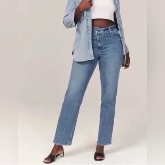Abercrombie & Fitch Denim - ABERCROMBIE The ‘90s Straight Ultra High Rise Crossover Stretch Jeans Womens 27